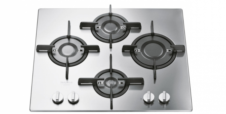 Plita incorporabila Hotpoint FTGHL 641 D IX HA, Gaz, 4 arzatoare, Gratare din fonta, Aprindere electrica integrata, Inox