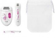 Set epilator PHILIPS Satinelle Essential HP6549/01, 1 Viteza, 20 Puncte de prindere, Retea, Alb/Mov – pentru epilarea întregului corp