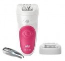 Epilator Braun Silk-epil 5531, Wet & Dry, 28 Pensete, 2 Viteze, 3 Accesorii, Roz/Alb – epilare uşoară în apă