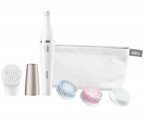 Epilator Facial Braun Face SE851 Editie Premium, 4 perii diferite, Wet&Dry, Gentuta, Alb – oferă o curăţare blândă şi o epilare eficientă