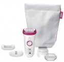 Epilator Braun SE9567 Editie Limitata, Wet&Dry, 40 pensete, 6 accesorii, SmartLight, Alb/Roz – ce poate fi folosit chiar şi sub duş