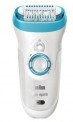 Epilator Braun Silk-epil 9549, Wet & Dry, 40 Pensete, Perie curatare fata, Acumulator, 4 Accesorii, Alb/Albastru – oferă mai puţină durere