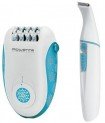 Epilator Rowenta Flower Love EP2851, 24 Pensete, 2 Accesorii, 2 Viteze, Alb/Albastru – cu cap special pentru faţă
